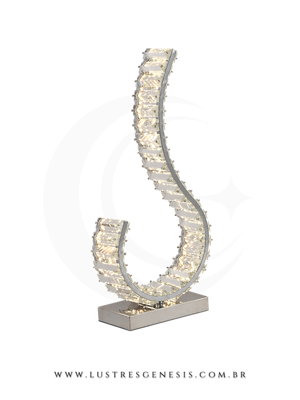 Abajur de Chao Cristal Dourado LED Moderno Bivolt Quarto, Sala, Cabeceira, Suite Master, Living